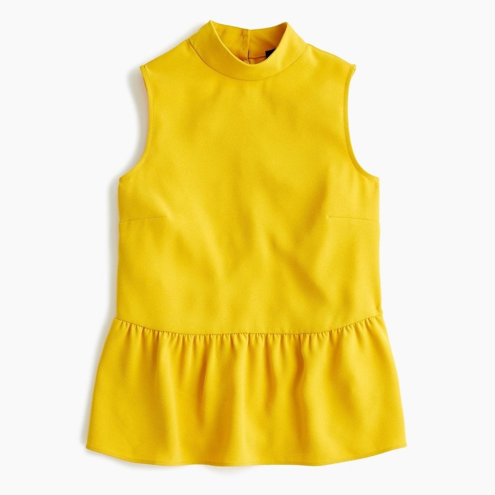 J. Crew Mockneck Peplum Top in 365 Crepe S
